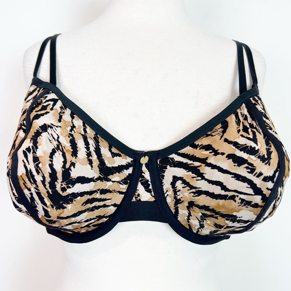 CACIQUE LANE BRYANT TIGER STRIPE UNDERWIRE BRA DEMI UNLINED WOMENS SZ 42DD - Picture 3 of 11